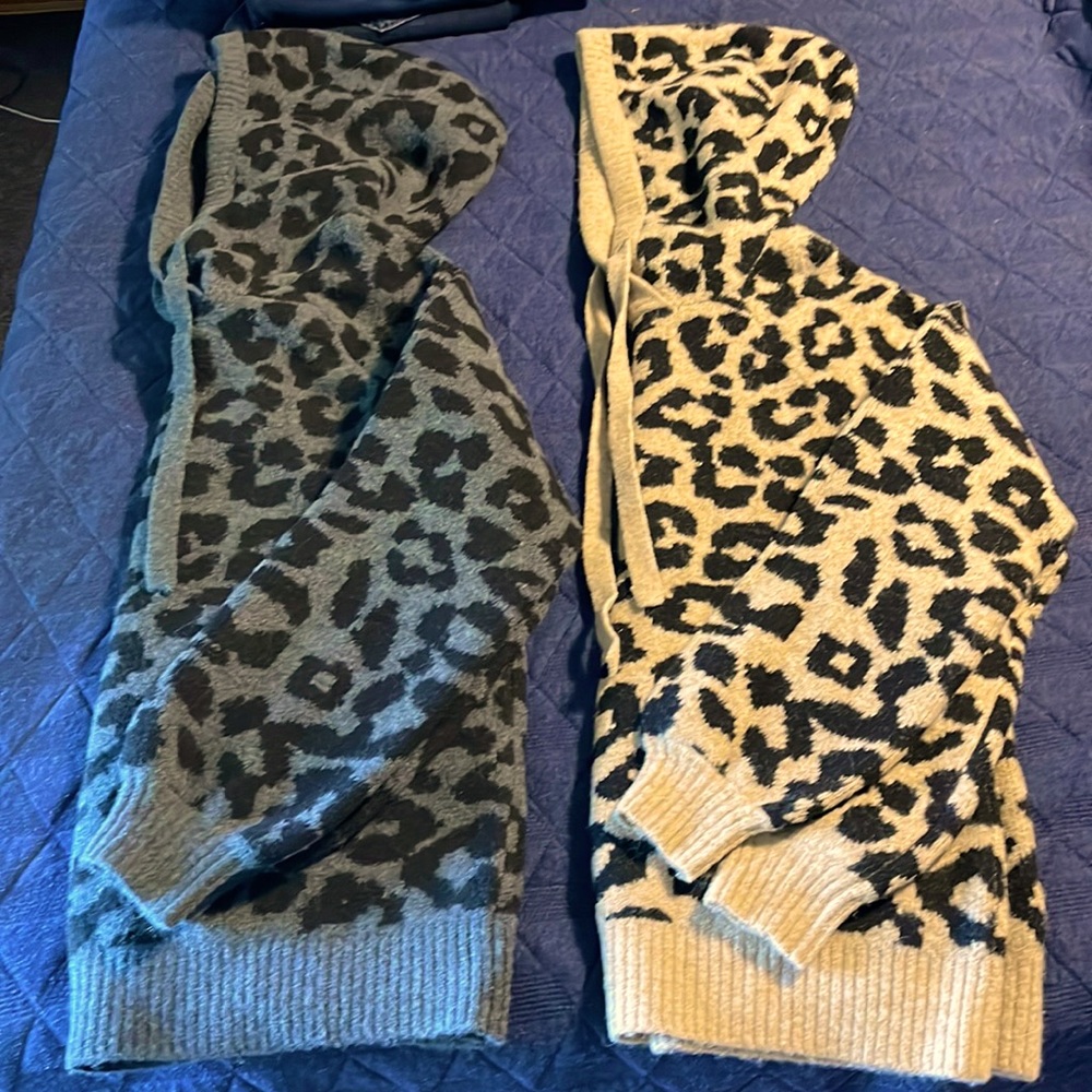 NWT Hooded Loft sweaters. Tan Leopard size Small or Grey Leopard size Medium.